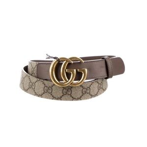 Gucci Tan and Brown Belt with Gold GG Buckle